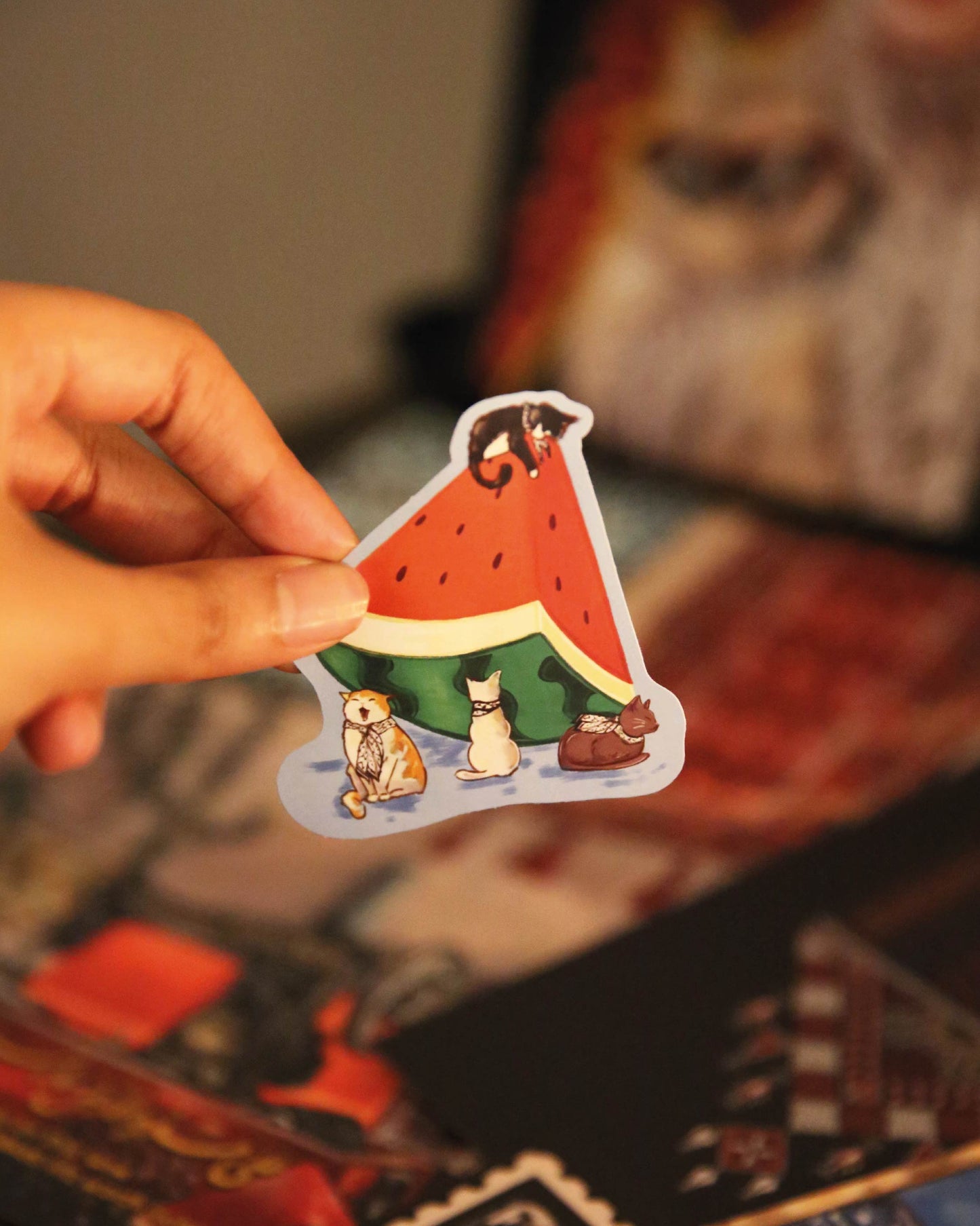 WATERMELON CAT STICKER
