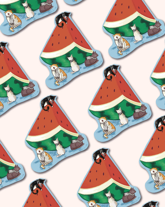 WATERMELON CAT STICKER
