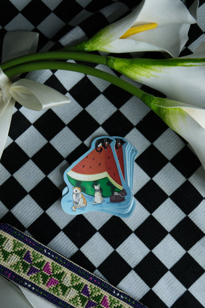 WATERMELON CAT STICKER